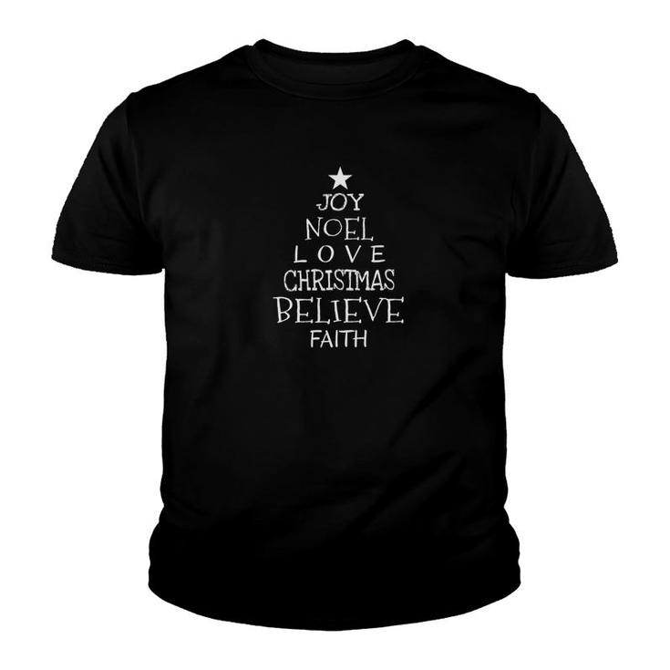 Christmas Tree Religious Faith Jesus Bible Verse Youth T-shirt