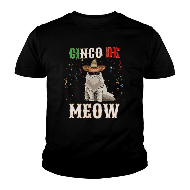 Cinco De Mayo Cat Funny Mexican Jefe Cinco De Meow Youth T-shirt