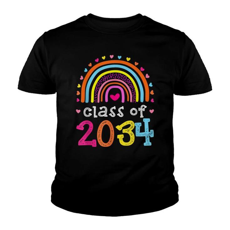 Class Of 2034 Rainbow Pink Graduate Preschool Kindergarten  Youth T-shirt