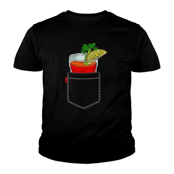 Cocktail To Go In Chest Pocket Bloody Mary Youth T-shirt