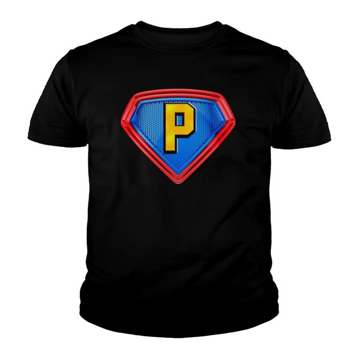 Cool Super P Alphabet Cute Initial Monogram Letter P Graphic Youth T-shirt