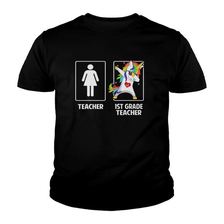 Cute 1St Grade Teacher Unicorn Dabbing Funny Dab Funny Youth T-shirt