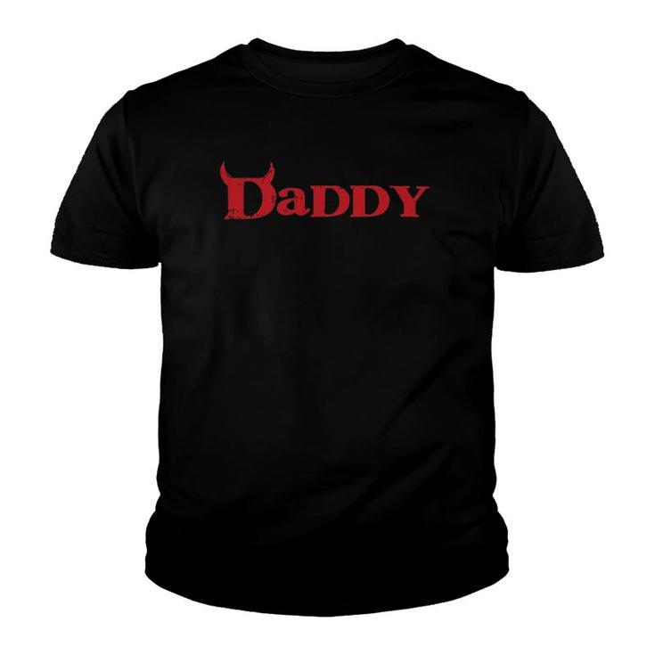 Daddy Devil Horn Lazy Halloween Costume Gothic Papa Youth T-shirt