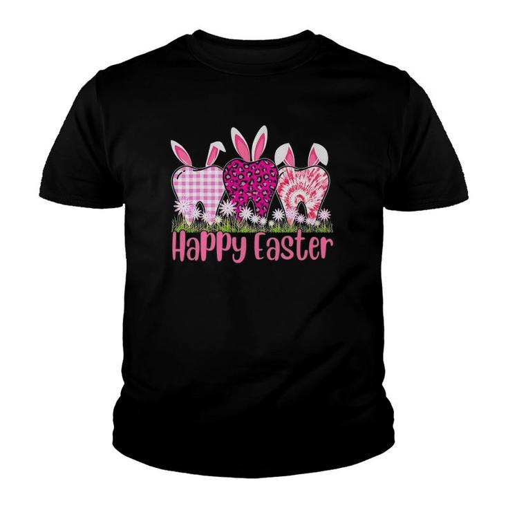 Dentist Happy Easter Day 2022 Bunny Tooth Dental Assistant Youth T-shirt