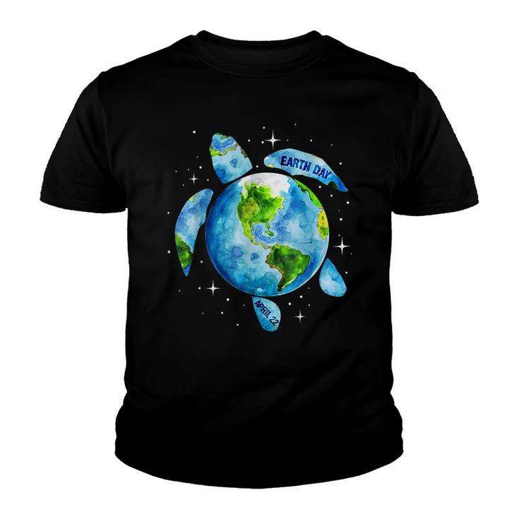 Earth Day 2022 Restore Earth Sea Turtle Art Save The Planet  Youth T-shirt
