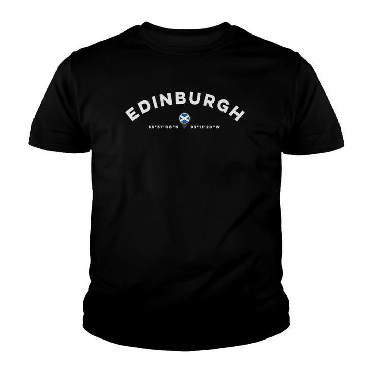 Edinburgh Scotland Uk Coordinates  Youth T-shirt