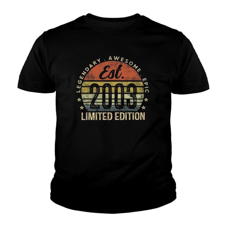 Est 2003 Limited Edition 19Th Birthday Gifts 19 Years Old Youth T-shirt