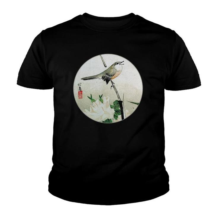 Famous Vintage Japanese Woodblock Art Roses And Nightingale Youth T-shirt