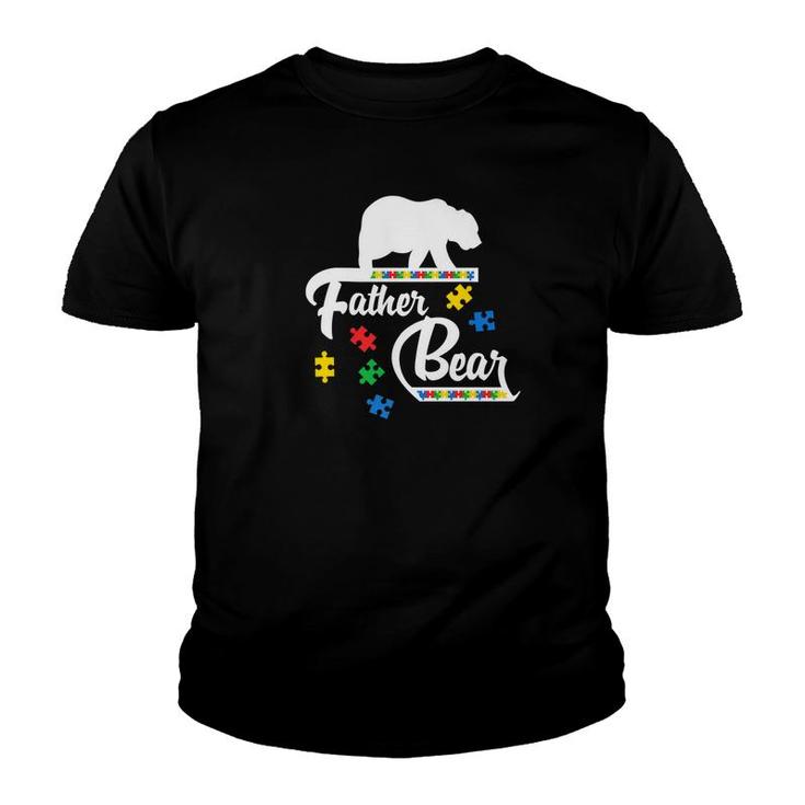 Father Bear Puzzle Autism Awareness  Dad Gifts Tee Youth T-shirt