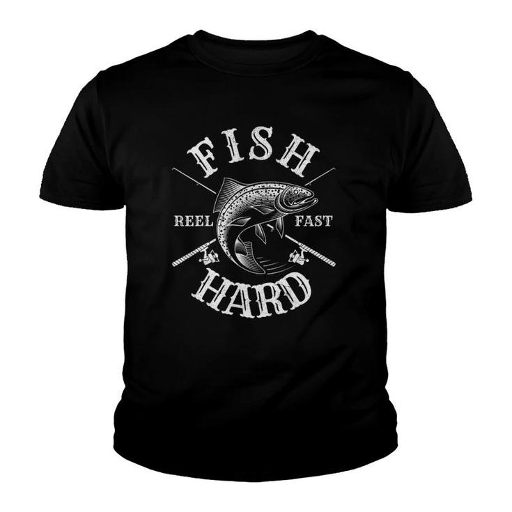 Fish Hard Fishingdad Papa Grandpa Fish Gift Youth T-shirt
