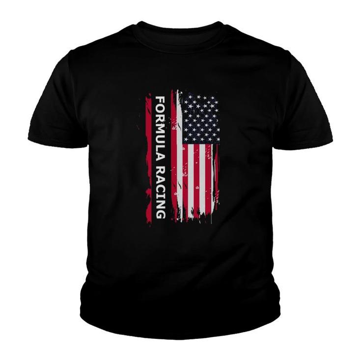 Formula Racing Motorsport American Flag Youth T-shirt
