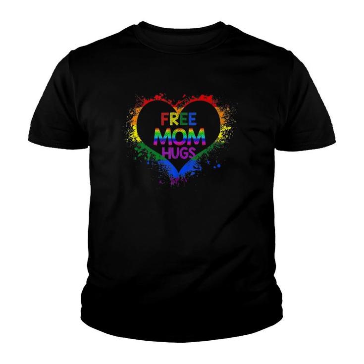 Free Mom Hugs Heart Rainbow Lgbt Pride Womens  Youth T-shirt
