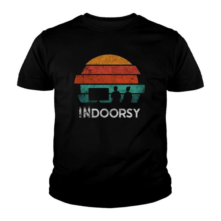 Funny Indoorsy Nature Outdoorsy Ironic Watching Tv Meme Youth T-shirt