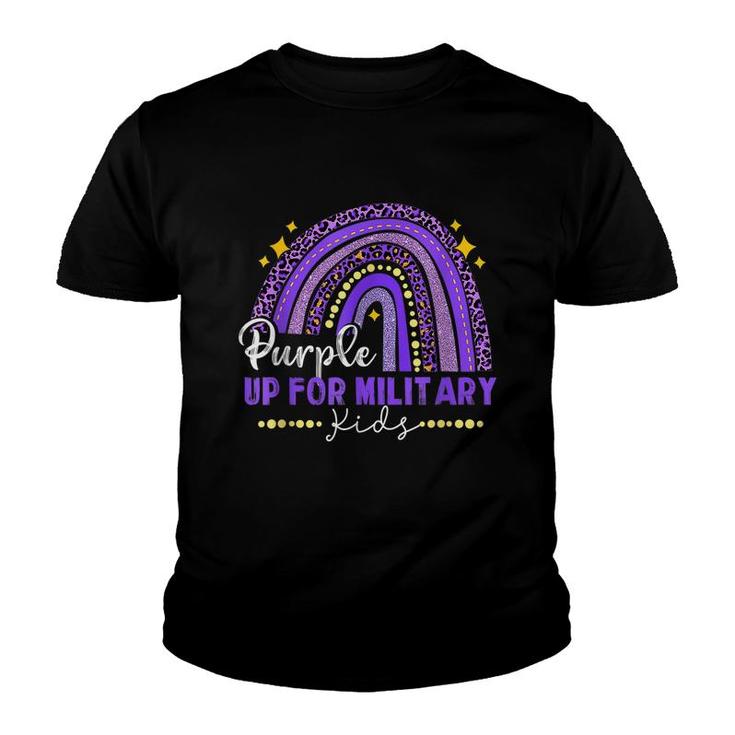 Funny Rainbow Purple Up For Military Kids Month Ribbon  Youth T-shirt