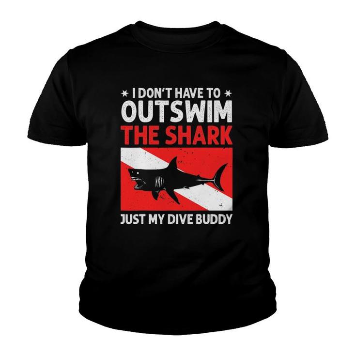 Funny Scuba Diving Design For Men Women Shark Diving Buddy Youth T-shirt