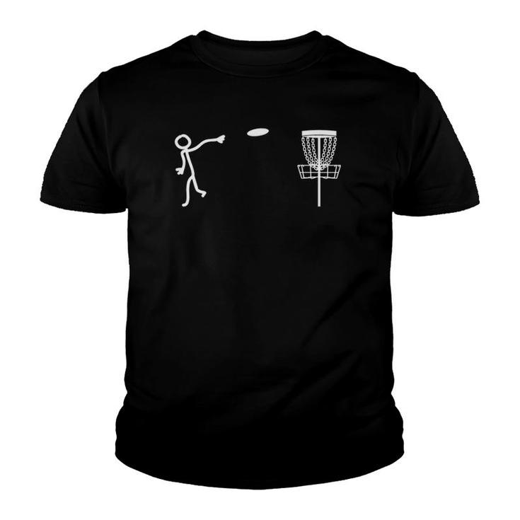 Funny Stickman Disc Golf Player Sports Lover Youth T-shirt