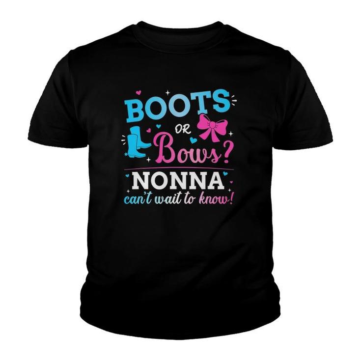 Gender Reveal Boots Or Bows Nonna Matching Baby Party Youth T-shirt