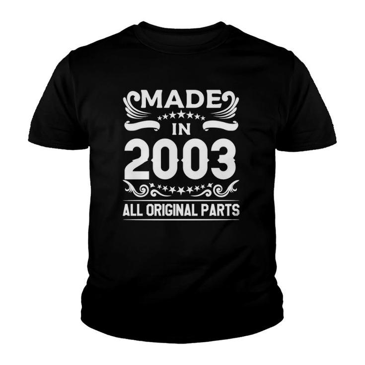 Gift For 19 Years Old Vintage Made In 2003 19Th Birthday Youth T-shirt