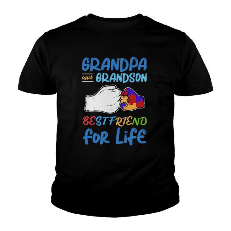 Grandpa And Grandson Bestfriend For Life Autism Awareness Youth T-shirt