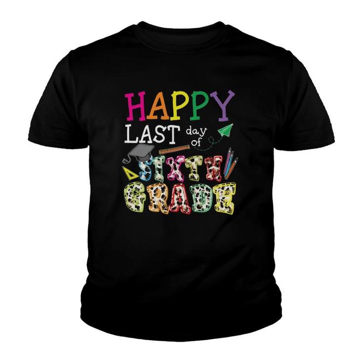 Happy Last Day Of Sixth Grade Graduation Day Dalmatian Print For Students Youth T-shirt