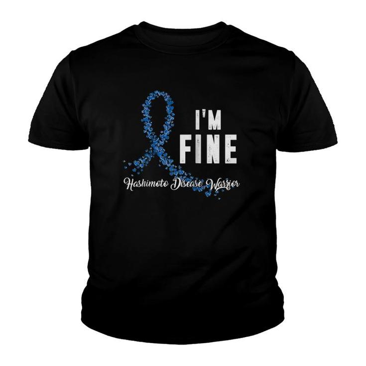 Hashimoto Disease Awareness Warrior Blue Paisley Ribbon Gift Raglan Baseball Tee Youth T-shirt