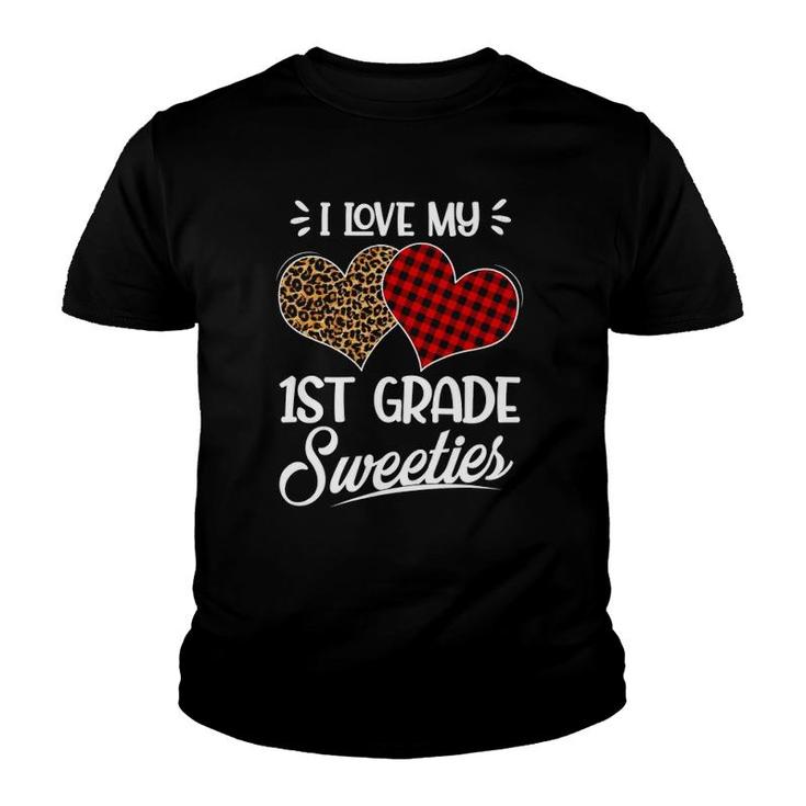 Heart Buffalo Plaid Valentines Day 1St Grade Teacher Youth T-shirt
