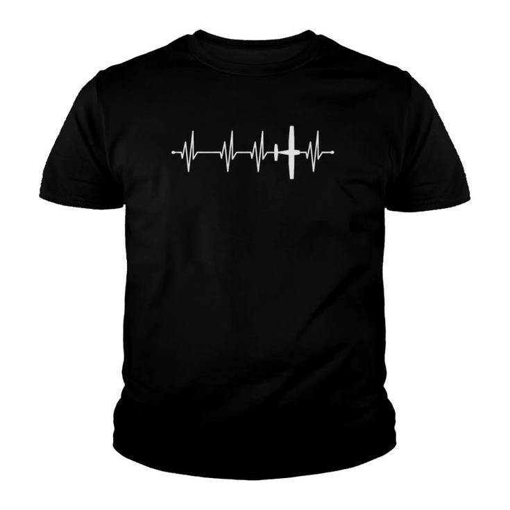 Heartbeat Heart Frequency Ekg Pilot Airplane Flying Men Women Youth T-shirt