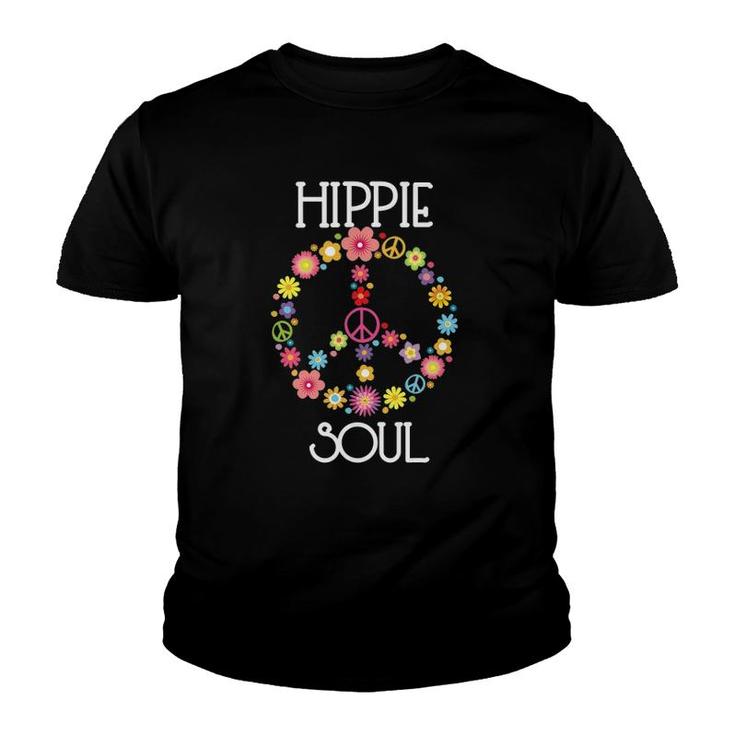 Hippie Soul Flower Power Peace Sign Gypsy Soul 60S 70S Gift Youth T-shirt