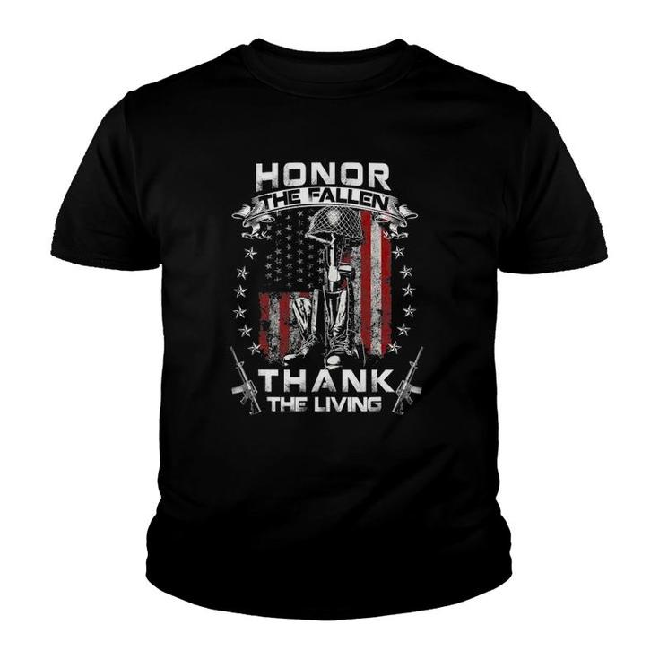 Honor The Fallen Thank The Living Memorial Day Veterans Day Youth T-shirt