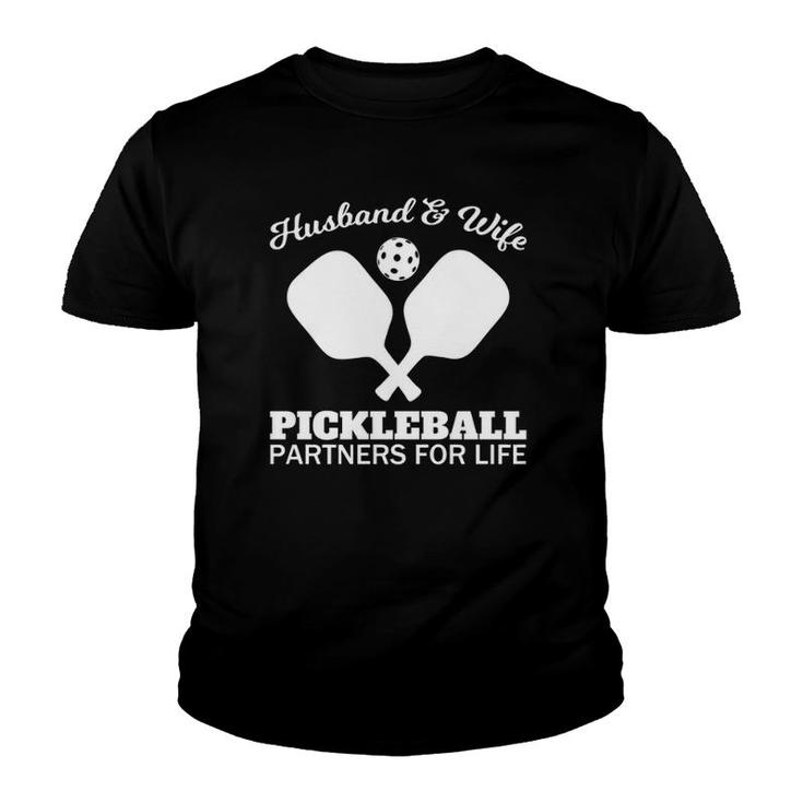 Husband And Wife Pickleball Partners For Life Team Youth T-shirt