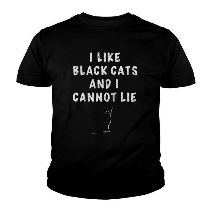 I Like Black Cats And I Cannot Lie Cat Saying Black Cat Meme Raglan Baseball Tee Youth T-shirt