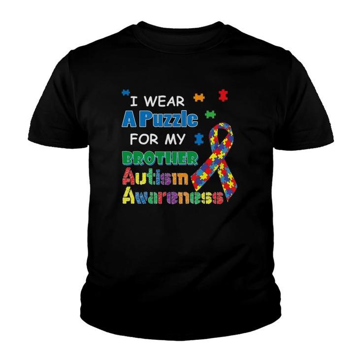 I Wear A Puzzle For My Brother Autism Awareness Youth T-shirt
