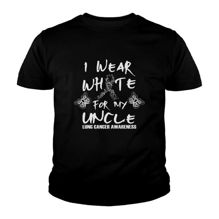 I Wear White For My Uncle Lung Cancer Awareness Youth T-shirt