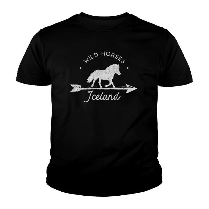 Iceland  Wild Horses Animal Youth T-shirt