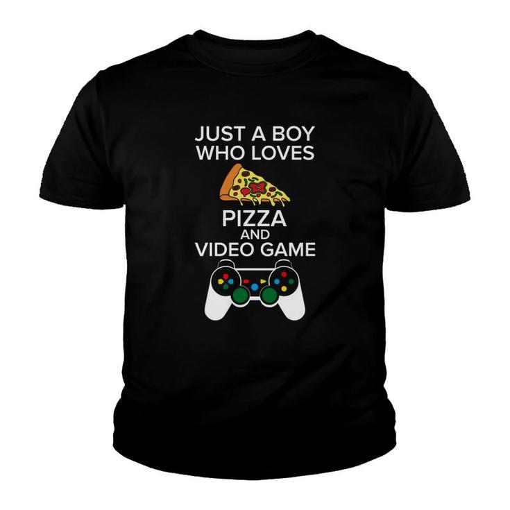 Just A Boy Who Loves Pizza And Birthday Boy Matching Video Gamer Youth T-shirt