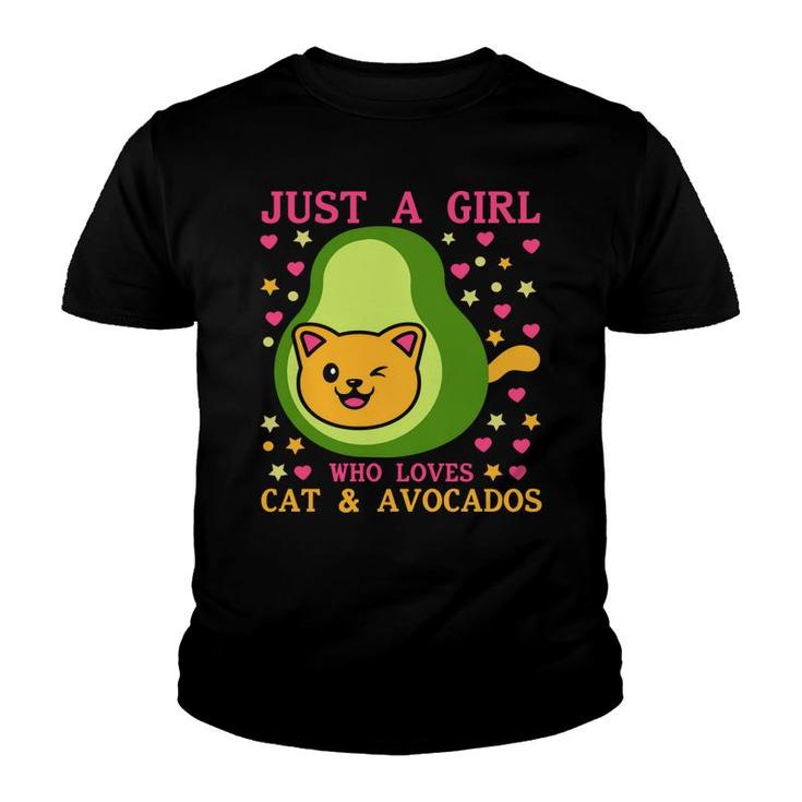 Just A Girl Who Lovers Cat And Avocados Funny Avocado Youth T-shirt