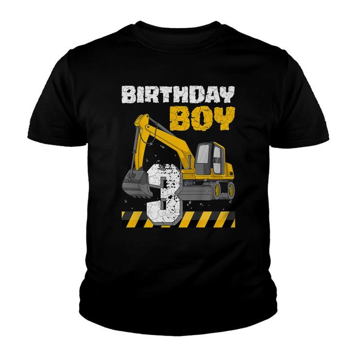 Kids Kids 3Rd Birthday Boy 3 Year Construction Truck Excavator  Youth T-shirt