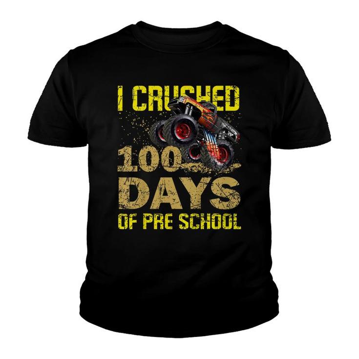 Kids Kids I Crushed 100 Days Of Preschool Monster Truck Boys  Youth T-shirt