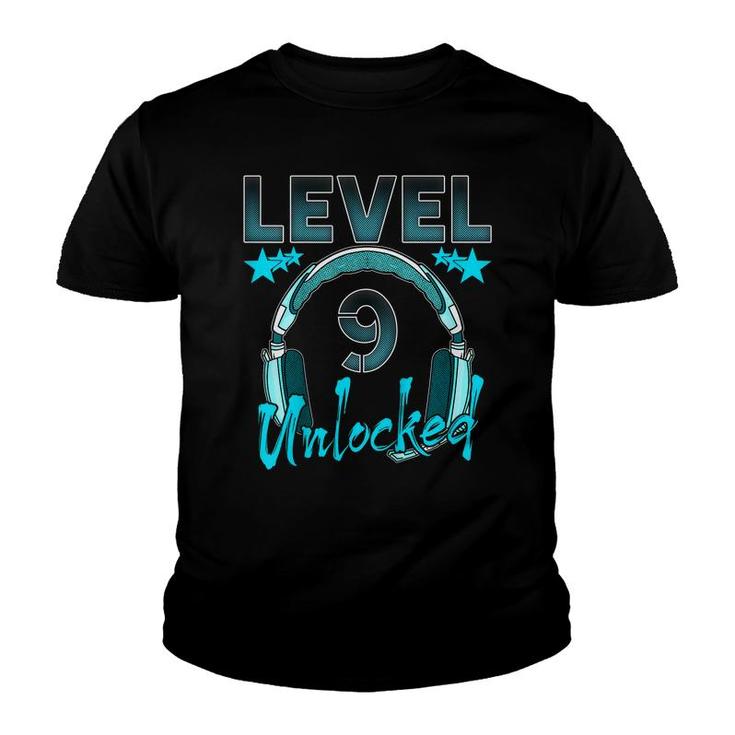 Kids Level 9 Unlocked Video Game 9Th Birthday Boy Girl Gamer   Youth T-shirt