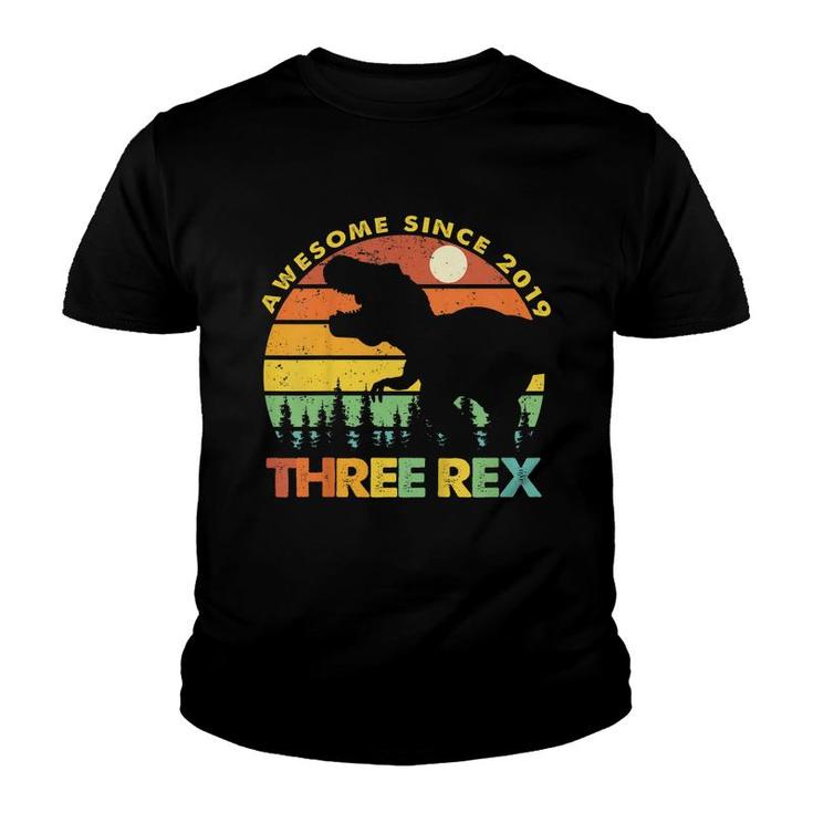 Kids Three Rex 3Rd Birthday Third Dinosaur 3 Year Old Boy Kids  Youth T-shirt