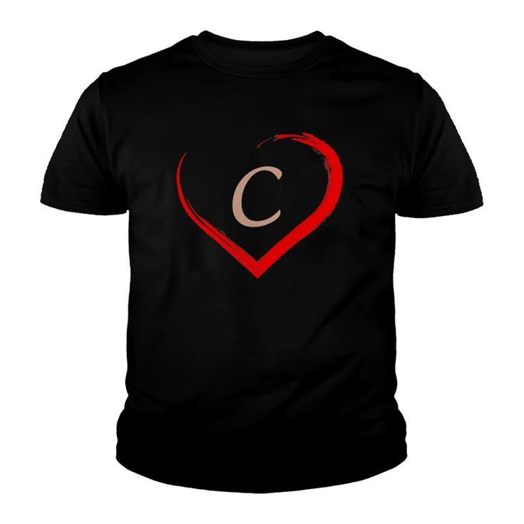 Letter C Initial Valentines Day Couple Gifts For Him And Her Youth T-shirt