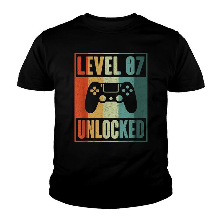 Level 7 Unlocked Video Gamer Funny - 7Th Birthday Gift  Youth T-shirt
