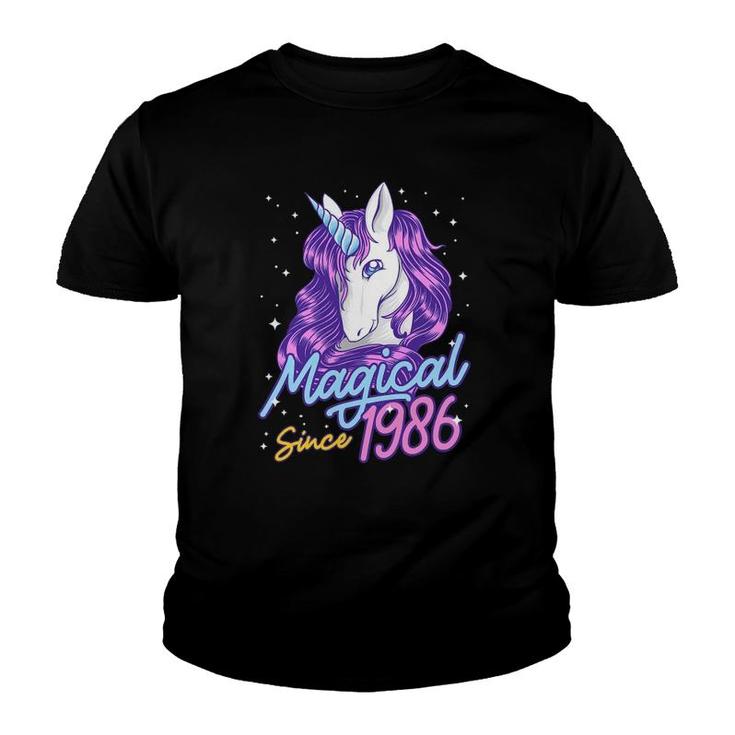 Magical Since 1986 36 Years Old Birthday Party Gift Unicorn Youth T-shirt