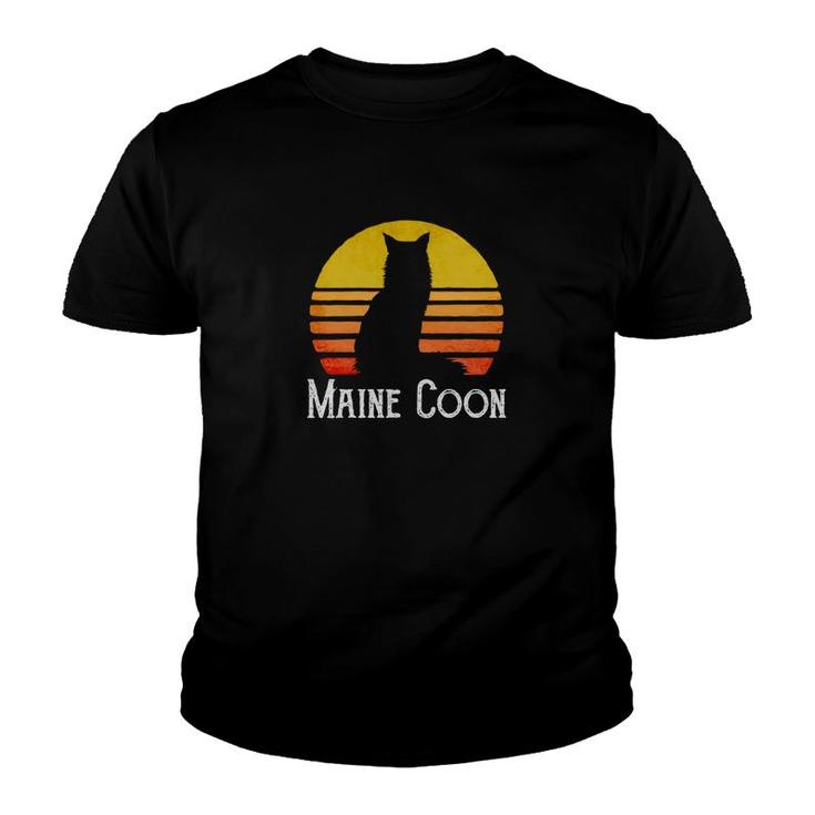 Maine Coon Cat Owner Cat Lover Sunset Retro Vintage Youth T-shirt