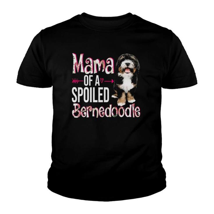 Mama Of A Spoiled Bernedoodle Happy Mothers Day Floral Dog Youth T-shirt