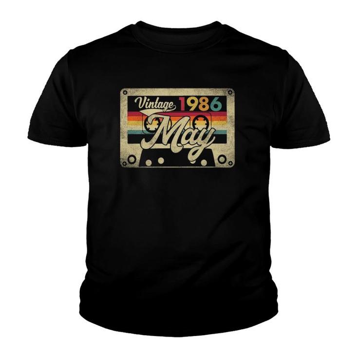 May 1986 35Th Birthday 35 Years Old Retro Vintage Cassette Youth T-shirt
