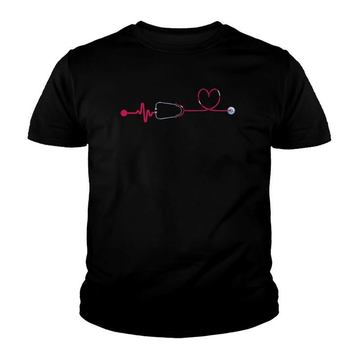 Medical Nursing Heart Stethoscope Heartbeat Nursery Nurse Youth T-shirt
