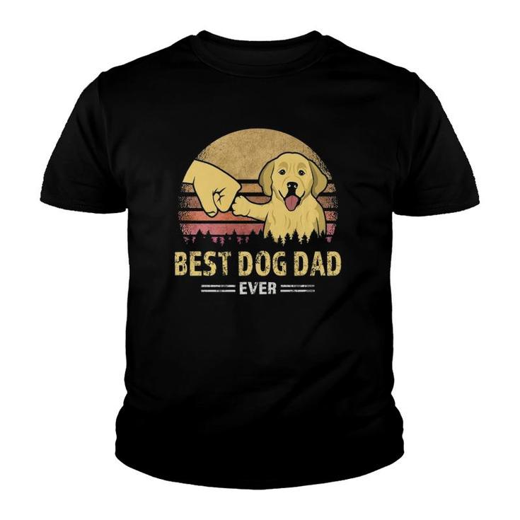 Mens Best Dog Dad Ever Golden Retriever Retro Puppy Lover Design  Youth T-shirt