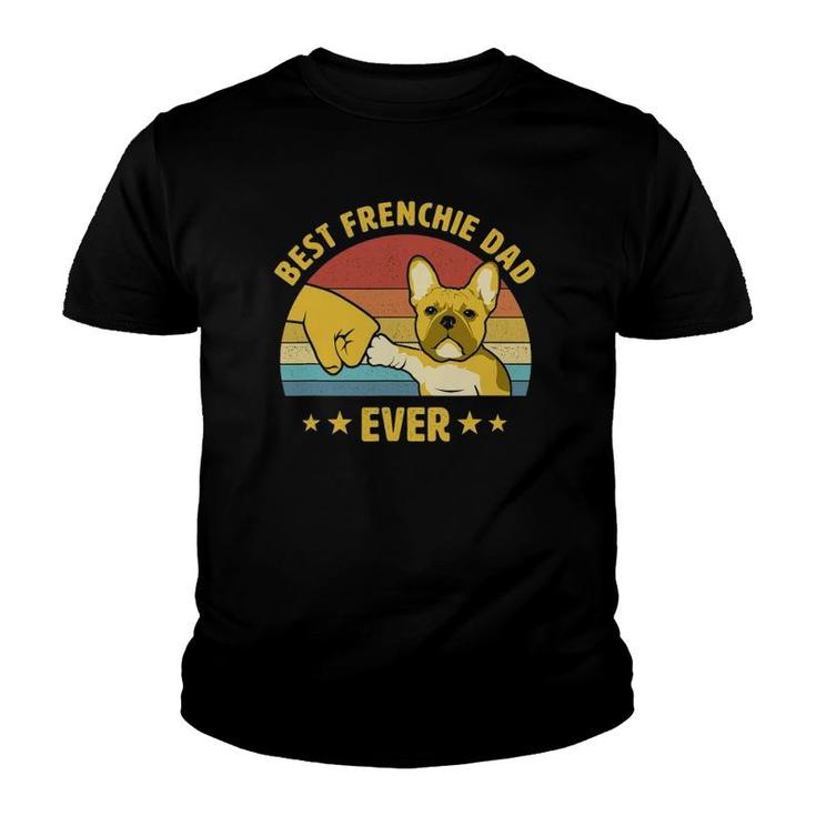 Mens Best Frenchie Dad Ever Vintage French Bulldog Puppy Lover Youth T-shirt