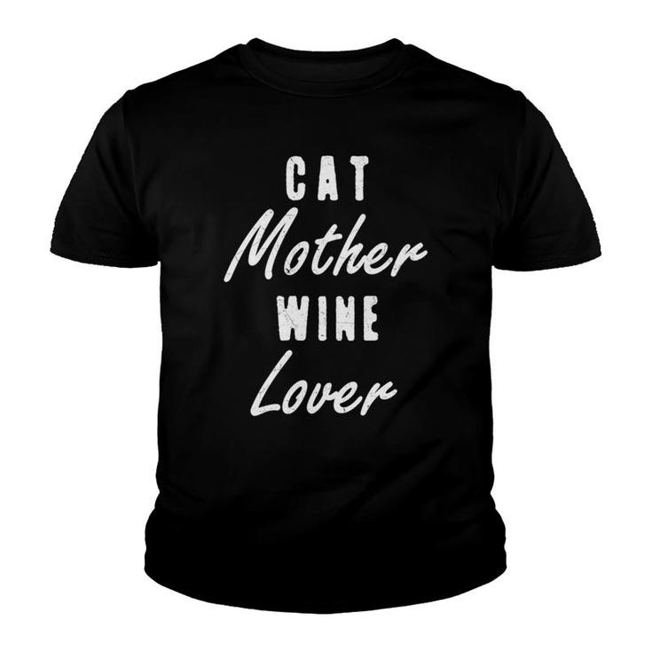 Mens Cat Mother Wine Lover Alcohol Vintage Funny Tee Gifts Youth T-shirt